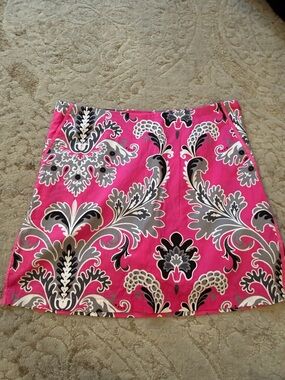 Women's Pink Floral Damask Skort